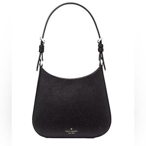 Kate Spade Black Glimmer Shoulder Bag with Elegant Curved Design